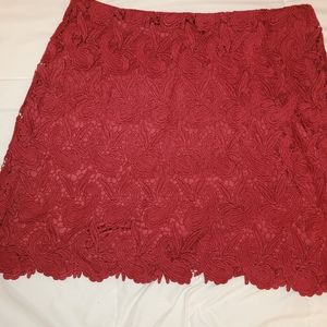 Express red lace mini skirt, size 12.